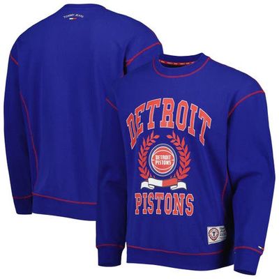 Men's Tommy Jeans Blue Detroit Pistons Peter French Terry Pullover Sweatshirt