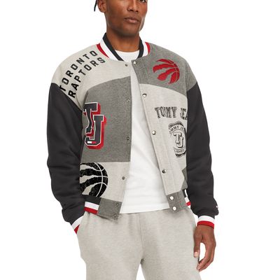 Men's Tommy Jeans Gray Toronto Raptors James Fleece Full-Snap Varsity Jacket