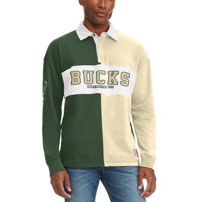 Men's Tommy Jeans Green/Cream Milwaukee Bucks Ronnie Rugby Long Sleeve T-Shirt