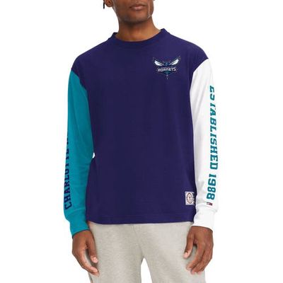 Men's Tommy Jeans Purple Charlotte Hornets Richie Color Block Long Sleeve T-Shirt