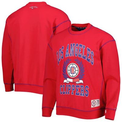 Men's Tommy Jeans Red LA Clippers Peter French Terry Pullover Crew Sweatshirt