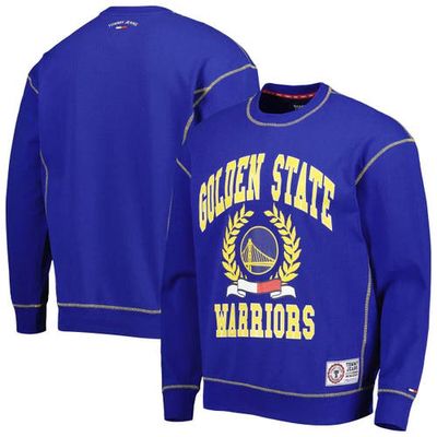 Men's Tommy Jeans Royal Golden State Warriors Peter French Terry Pullover Crew Sweatshirt