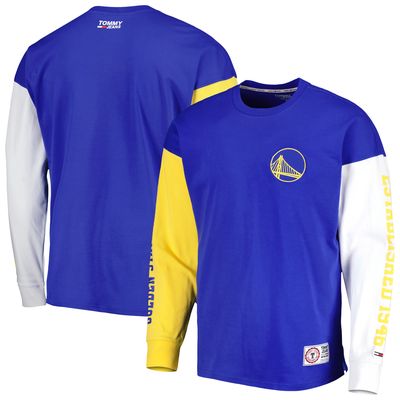 Men's Tommy Jeans Royal Golden State Warriors Richie Color Block Long Sleeve T-Shirt
