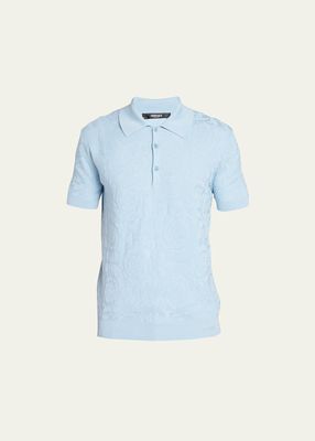 Men's Tonal Barocco Knit Polo Shirt