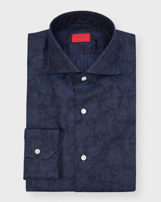 Men's Tonal Floral-Print Dress Shirt