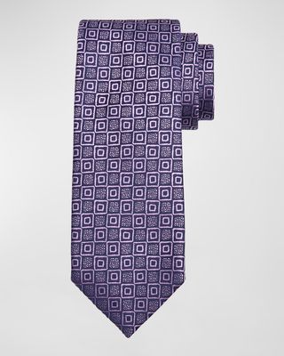 Men's Tonal Geometric Silk Jacquard Tie