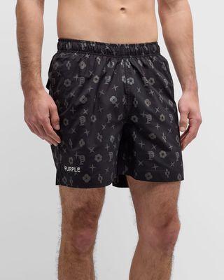 Men's Tonal Icon-Print Shorts