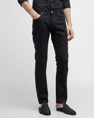 Men's Tonal Jacquard Denim Jeans