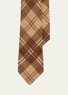 Men's Tonal Plaid Linen Tie