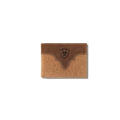 Men's Tooled Leather Bifold Wallet in Brown, Size: OS by Ariat