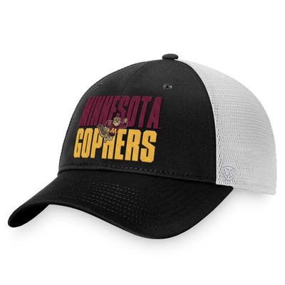Men's Top of the World Black/White Minnesota Golden Gophers Stockpile Trucker Snapback Hat