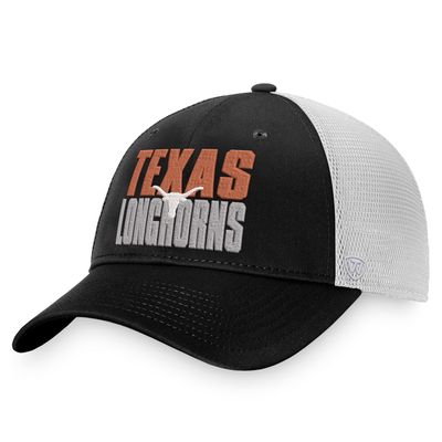 Men's Top of the World Black/White Texas Longhorns Stockpile Trucker Snapback Hat
