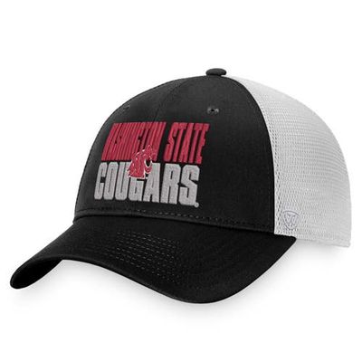 Men's Top of the World Black/White Washington State Cougars Stockpile Trucker Snapback Hat