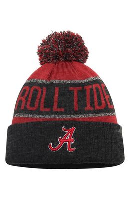 Men's Top of the World Crimson/Heather Black Alabama Crimson Tide Below Zero Cuffed Pom Knit Hat