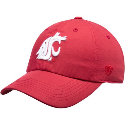 Men's Top of the World Crimson Washington State Cougars Primary Logo Staple Adjustable Hat