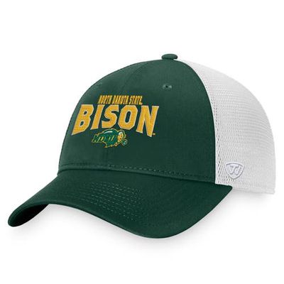 Men's Top of the World Green/White NDSU Bison Breakout Trucker Snapback Hat