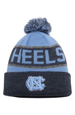 Men's Top of the World Heather Navy/Carolina Blue North Carolina Tar Heels Below Zero Cuffed Pom Knit Hat