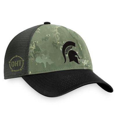 Men's Top of the World Hunter Green/Gray Michigan State Spartans OHT Military Appreciation Unit Trucker Adjustable Hat