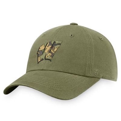 Men's Top of the World Olive Wisconsin Badgers OHT Military Appreciation Unit Adjustable Hat