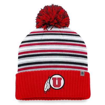 Men's Top of the World Red Utah Utes Dash Cuffed Knit Hat with Pom