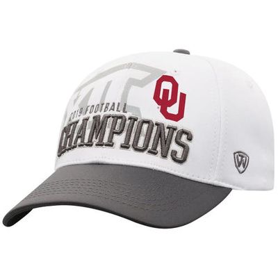 Men's Top of the World White/Gray Oklahoma Sooners 2019 Big 12 Football Champions Locker Room Adjustable Hat