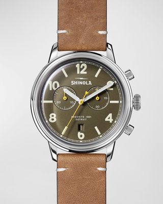 Men's Traveler Chronograph Leather Watch, 42mm