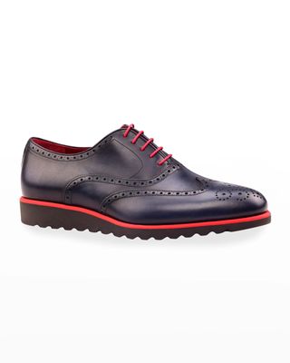 Men's Trax Wing-Tip Leather Platform Oxford Shoes