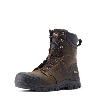 Men's Treadfast 8" Waterproof Steel Toe Work Boots in Dark Brown