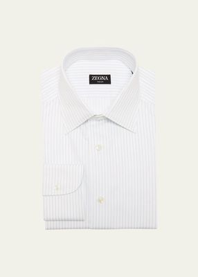 Men's Trecapi Cotton Double-Stripe Dress Shirt