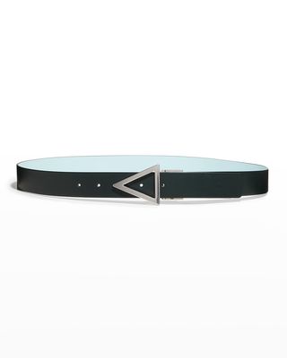 Men's Triangle Buckle Reversible Leather Belt