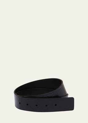 Men's Triangle-Embossed Leather Belt Strap