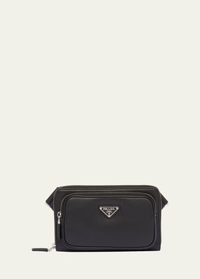 Men's Triangle Logo Leather Crossbody Bag