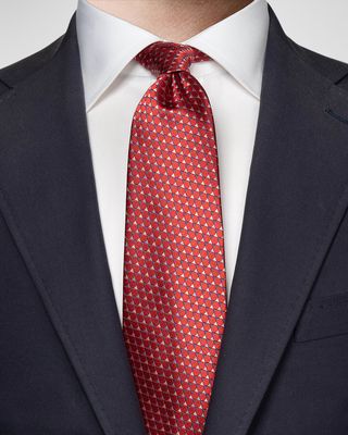 Men's Triangle-Print Silk Tie