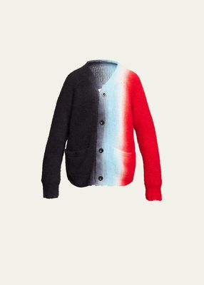 Men's Tricolor Space-Dye Wool-Blend Cardigan