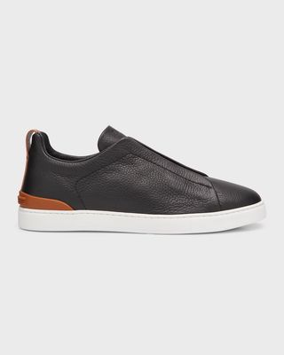 Men's Triple Stitch Deerskin Leather Sneakers