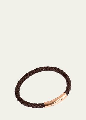 Men's Tubo Taito 18K Rose Gold Braided Leather Wrap Bracelet