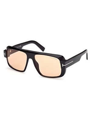 Men's Turner 58MM Navigator Sunglasses - Shiny Black Peach