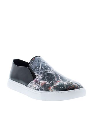 Men's Turney Skull-Print Leather Slip-On Sneakers