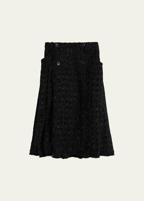 Men's Tweed Lurex Pleated Skirt
