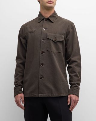 Men's Twill Shirt with Embroidered Patches