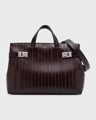 Men's Twins Exotic Calf Leather Tote Bag