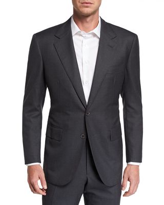 Men's Two-Piece Solid Wool Suit
