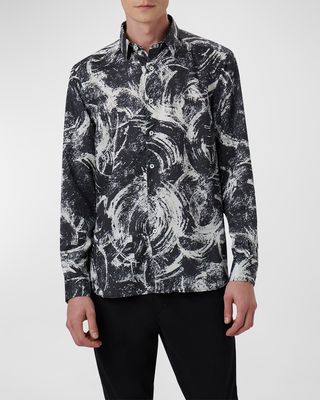 Men's Two-Tone Abstract Sport Shirt
