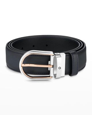 Men's Two-Tone Buckle Leather Belt