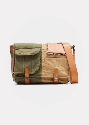 Men's Two-Tone Cargo Multi-Pocket Messenger Bag
