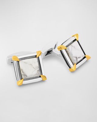 Men's Two-Tone Claw Cufflinks with Howlite