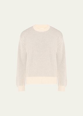 Men's Two-Tone Ribbed Cashmere Sweater