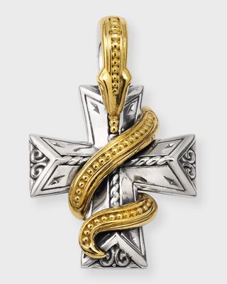 Men's Two-Tone Serpent Cross Pendant