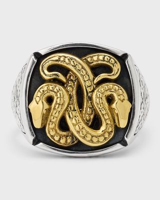 Men's Two-Tone Serpent Statement Ring