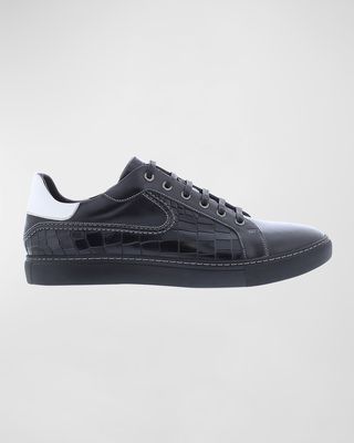 Men's Uffizi Croc-Effect Leather Low-Top Sneakers